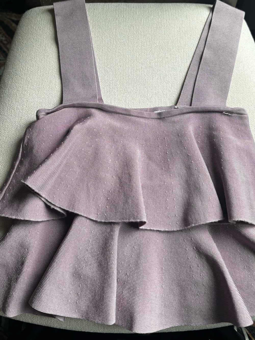 Zara Dusty Lavender Square Neck Ruffle Top with Wide Straps